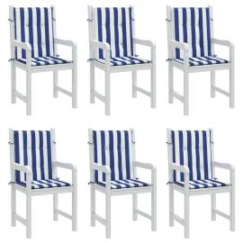Perne de scaun spătar jos, 6 buc. dungi albastre&albe, textil, 3 image