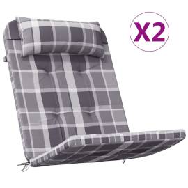 Perne scaun adirondack, 2 buc, gri, careuri, textil oxford, 2 image