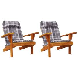 Perne scaun adirondack, 2 buc, gri, careuri, textil oxford, 4 image
