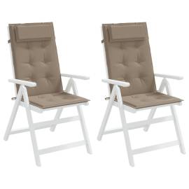 Perne scaun cu spătar înalt, 2 buc, gri taupe, țesătură oxford, 4 image