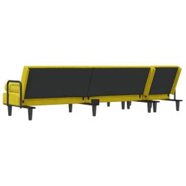 Canapea extensibilă în formă de l galben 260x140x70 cm catifea, 5 image