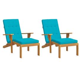 Perne scaun de terasă, 2 buc, turcoaz, țesătură oxford, 3 image