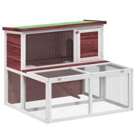Cușcă pentru iepuri, cafeniu, 102x90x84,5 cm, lemn masiv de pin, 2 image