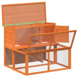 Cușcă pentru iepuri, maro, 102x90x84,5 cm, lemn masiv de pin, 4 image