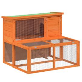 Cușcă pentru iepuri, maro, 102x90x84,5 cm, lemn masiv de pin, 2 image
