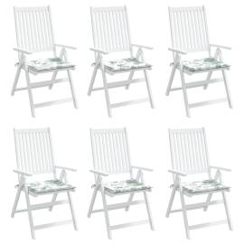 Perne scaun grădină, model frunze, 6 buc., 40x40x3 cm, textil, 3 image