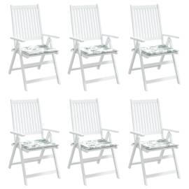 Perne scaun grădină, model frunze, 6 buc., 50x50x3 cm, textil, 3 image