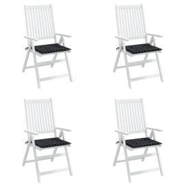 Perne scaun grădină 4 buc negru model carouri 40x40x3 cm textil, 3 image
