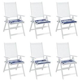 Perne scaun grădină 6 buc dungi albastru&alb 50x50x3 cm, textil, 3 image
