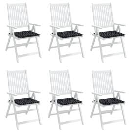 Perne scaun grădină 6 buc negru model carouri 40x40x3 cm textil, 3 image