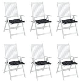 Perne scaun grădină carouri negre, 6 buc. 50x50x3 cm, textil, 3 image