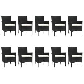 Set mobilier de exterior cu perne, 11 piese, negru, poliratan, 4 image