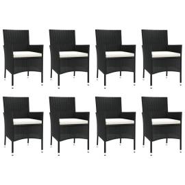 Set mobilier de grădină cu perne, 9 piese, negru, poliratan, 4 image