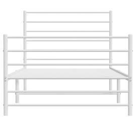 Cadru de pat metalic cu tăblie de cap/picioare, alb, 107x203 cm, 6 image