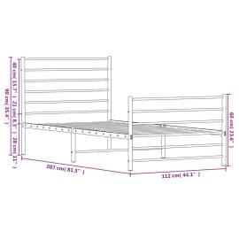Cadru de pat metalic cu tăblie de cap/picioare, alb, 107x203 cm, 10 image