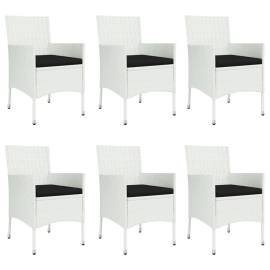Set mobilier de grădină cu perne, 7 piese, alb, poliratan, 4 image