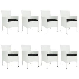 Set mobilier de grădină cu perne, 9 piese, alb, poliratan, 4 image