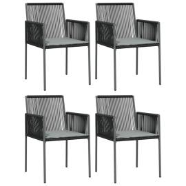 Set mobilier grădină cu perne, 5 piese, negru, poliratan & oțel, 4 image