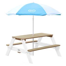 Axi masă de picnic pentru copii „nick” cu umbrelă, maro și alb, 2 image