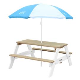 Axi masă de picnic pentru copii „nick” cu umbrelă, maro și alb, 3 image
