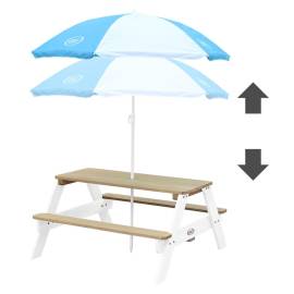 Axi masă de picnic pentru copii „nick” cu umbrelă, maro și alb, 8 image