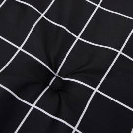 Perne de scaun spătar jos, 2 buc. negru, model carouri, textil, 7 image