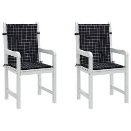 Perne de scaun spătar jos, 2 buc. negru, model carouri, textil, 3 image