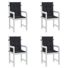Perne de scaun spătar jos, 4 buc. negru, model carouri, textil, 3 image