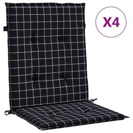 Perne de scaun spătar jos, 4 buc. negru, model carouri, textil, 2 image
