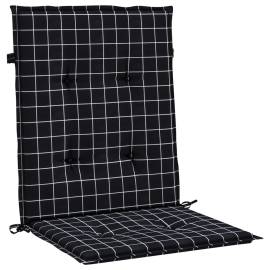 Perne de scaun spătar jos, 6 buc. negru, model carouri, textil, 4 image