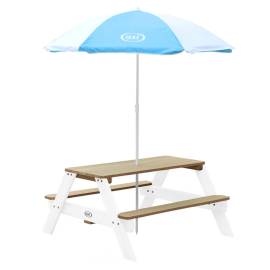 Axi masă de picnic pentru copii „nick” cu umbrelă, maro și alb, 7 image