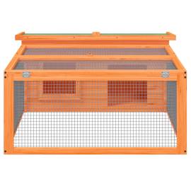 Cușcă pentru iepuri, maro, 117,5x97x47,5 cm, lemn masiv de pin, 3 image