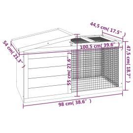 Cușcă pentru iepuri gri 100,5x54x55 cm lemn masiv de pin, 7 image