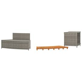 Mobilier de împrejmuire spa, gri, poliratan și lemn de acacia, 5 image