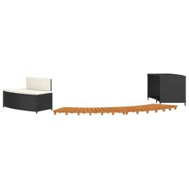 Mobilier de împrejmuire spa, negru, poliratan și lemn de acacia, 2 image