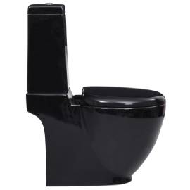 Vas wc toaletă de baie, negru, ceramică, rotund, flux inferior, 4 image
