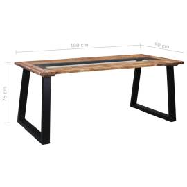 Masă de bucătărie, 180x90x75 cm, lemn masiv acacia & sticlă, 5 image