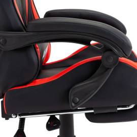 Scaun de racing suport picioare, roșu și negru, piele ecologică, 6 image