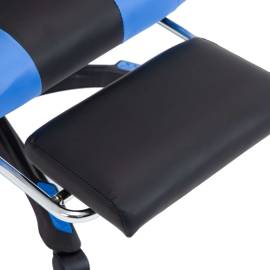 Scaun racing suport picioare albastru/negru piele ecologică, 6 image