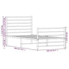 Cadru de pat metalic cu tăblie de cap/picioare, alb, 100x190 cm, 10 image
