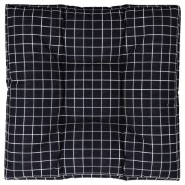 Pernă de paleți, negru, 80x80x12 cm, textil, model carouri, 2 image