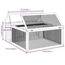 Cușcă pentru iepuri, gri, 117,5x97x47,5 cm, lemn masiv de pin, 7 image