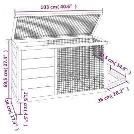 Cușcă pentru iepuri cafeniu 103x44x69,5 cm lemn masiv de pin, 6 image