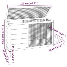 Cușcă pentru iepuri maro 103x44x69,5 cm lemn masiv de pin, 6 image