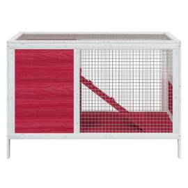 Cușcă pentru iepuri roșu 103x44x69,5 cm lemn masiv de pin, 3 image