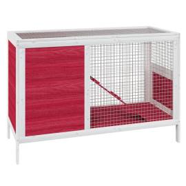 Cușcă pentru iepuri roșu 103x44x69,5 cm lemn masiv de pin, 2 image