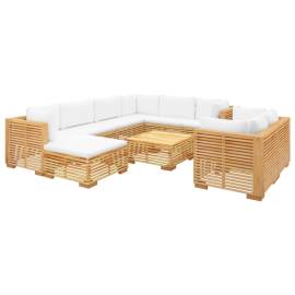 Set mobilier grădină cu perne, 10 piese, lemn masiv de tec, 3 image
