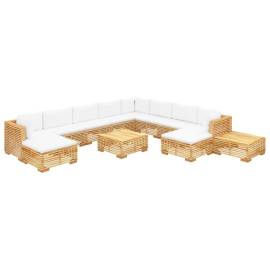 Set mobilier grădină cu perne, 12 piese, lemn masiv de tec, 3 image