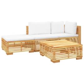Set mobilier grădină cu perne, 4 piese, lemn masiv de tec, 3 image