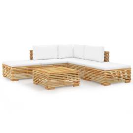 Set mobilier grădină cu perne, 6 piese, lemn masiv de tec, 2 image